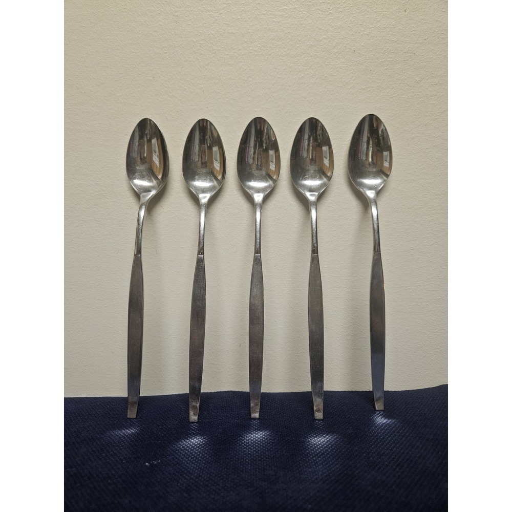 Oneida Community Frostfire Stainless Steel Spoons Set of 5 Mid Century Modern